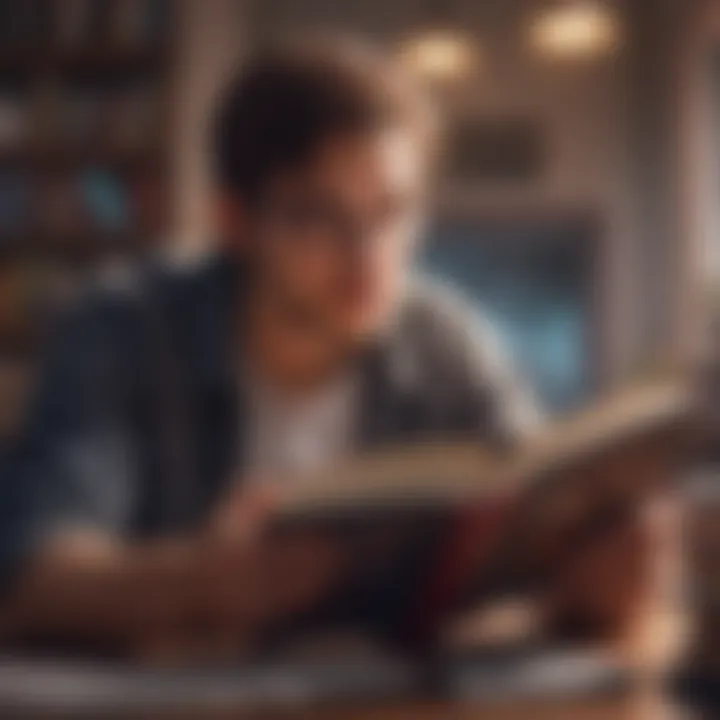 A reader absorbed in a motivational book