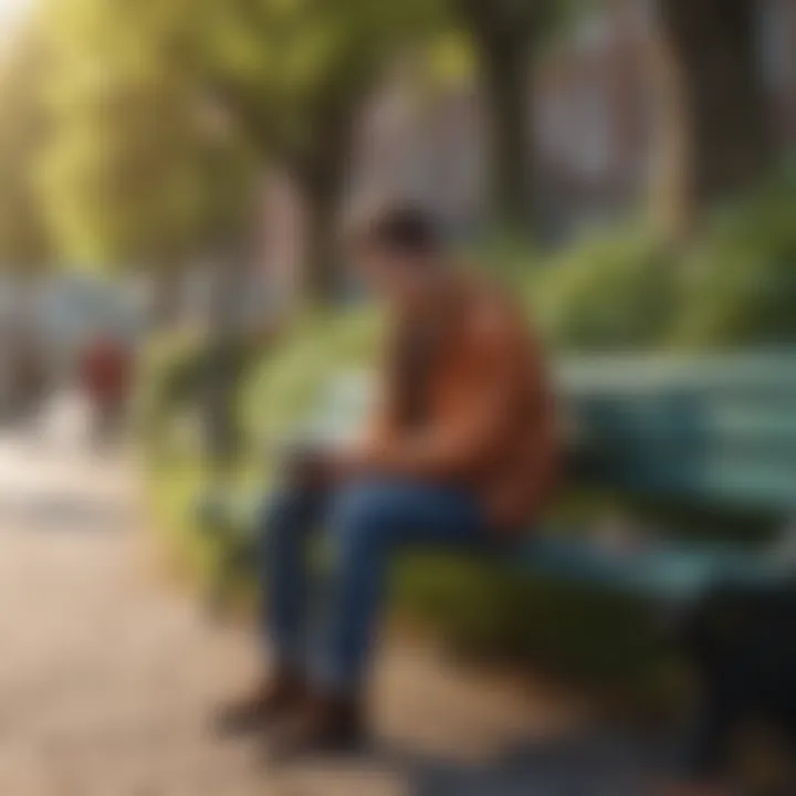 A person sitting on a bench with a book in hand, reflecting on their life choices.