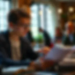 A young individual analyzing financial documents