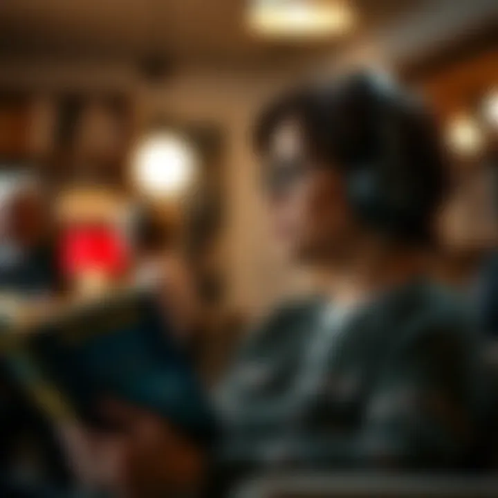 A thoughtful listener engaged with their favorite audiobook