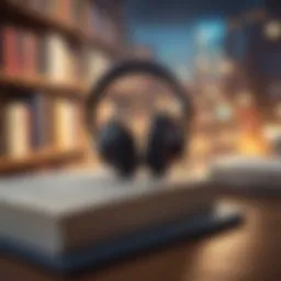 Illustration of Audible interface showcasing audiobook selection