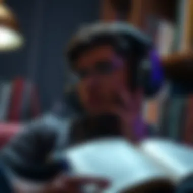 Immersive Audiobook Experience Person listening to an audiobook with headphones