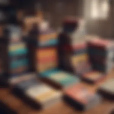 Collection of Transformative Ideas A collection of diverse self-help book covers displayed on a wooden table, showcasing variety and depth.