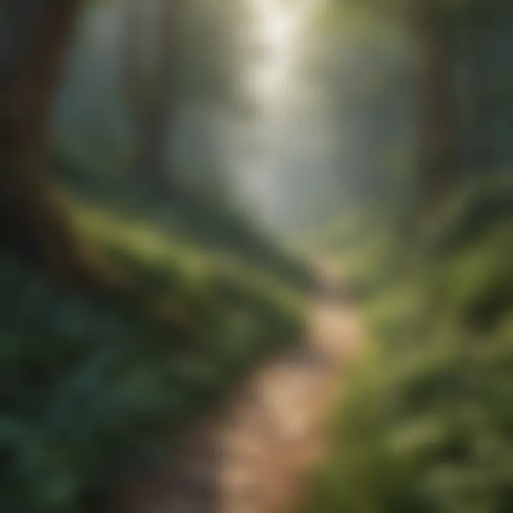 A serene landscape featuring a winding path through a lush forest, representing the journey of self-discovery.