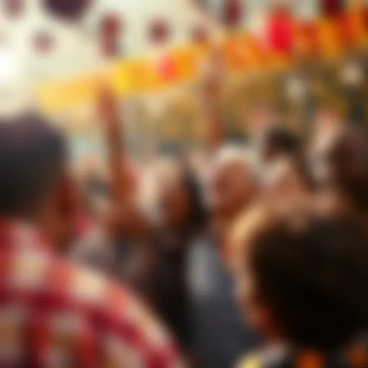 Celebration of Collective Joy Vibrant community gathering celebrating happiness