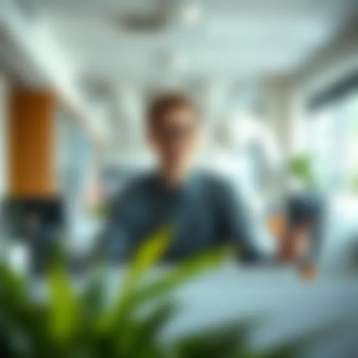 Uplifting Workplace Atmosphere Bright and uplifting office environment promoting positivity