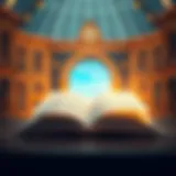 The Digital Gateway to Knowledge An open ebook on a digital device showcasing a world of knowledge