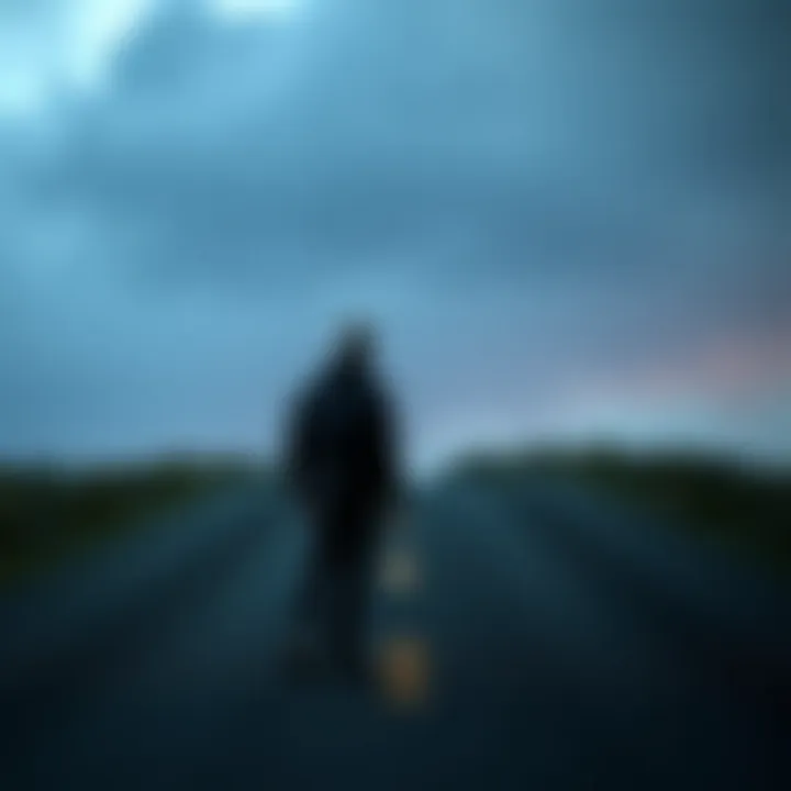 A person standing at a crossroads, contemplating choices