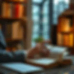 A person contemplating over a book with notes beside them