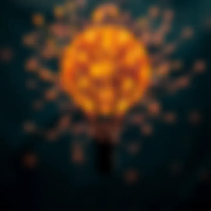 Synthesizing Ideas An abstract representation of ideas converging into a central point