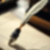 The Essence of Writing A quill pen poised above a blank parchment, symbolizing the art of writing