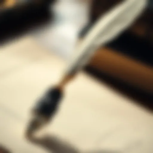 The Essence of Writing A quill pen poised above a blank parchment, symbolizing the art of writing
