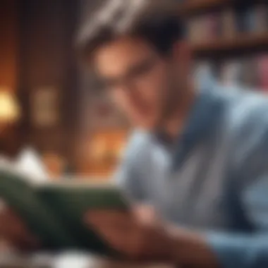 Engaged in Credit Management Literature A person reading a credit management book