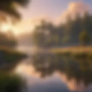 Serenity in Nature: A Reflection on Happiness A serene landscape depicting a quiet sunrise over a peaceful lake, symbolizing tranquility and inner peace.
