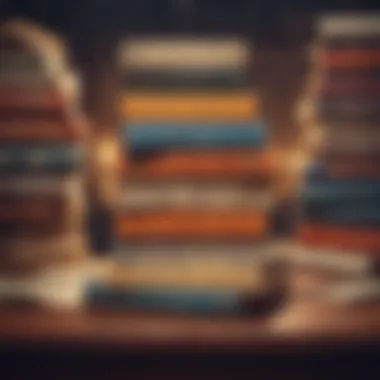 Timeless Classics for Reflection A stack of classic literature books with a vintage aesthetic