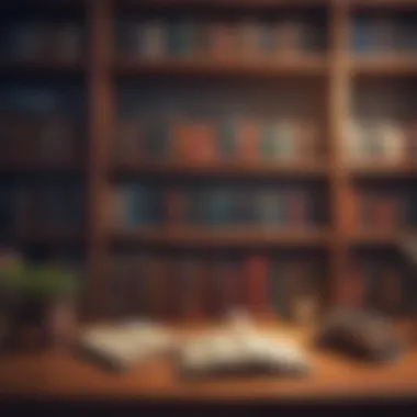 Curated Collection of Business Wisdom A bookshelf filled with classic business literature