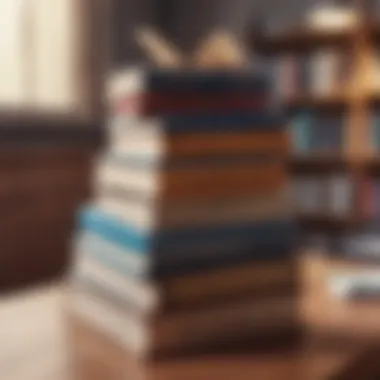 Influential Business Books A collection of influential business books stacked on a desk