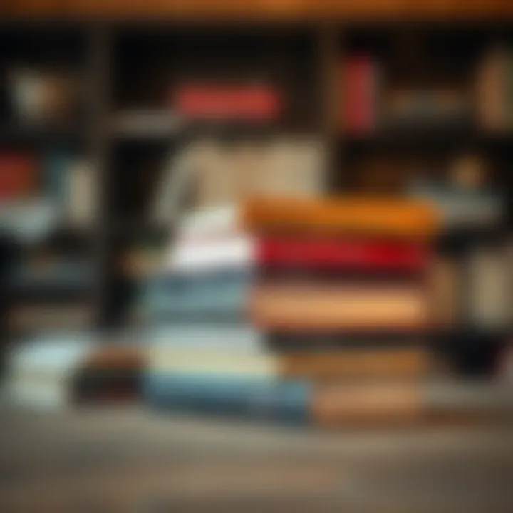 A stack of influential books with a modern aesthetic