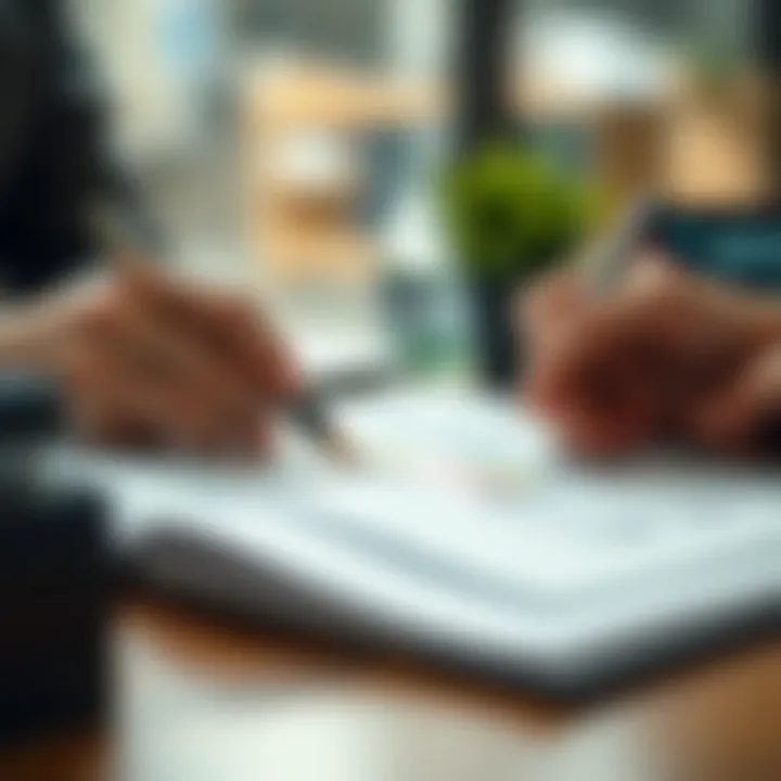 Crafting a Sales Plan A close-up of hands writing a sales plan in a notebook