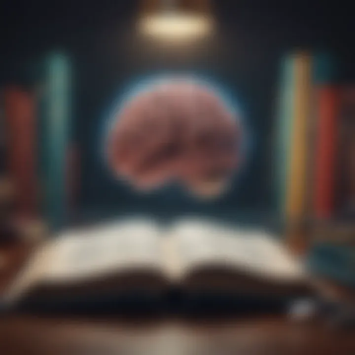 An open book with text and a brain illustration