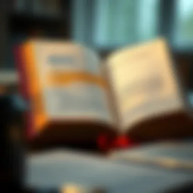 Highlighted Financial Strategies Open book with highlighted passages and notes on financial strategies