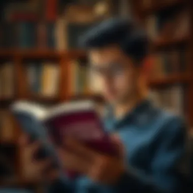 A thoughtful individual reading a leadership book