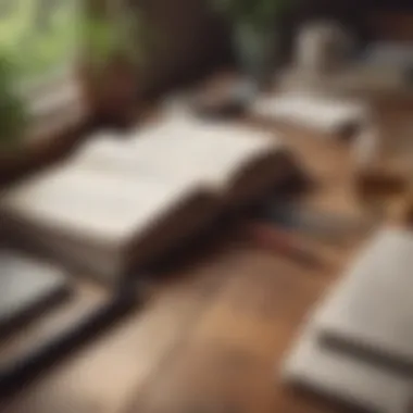 Personal Growth Workspace A serene workspace with a journal and pen