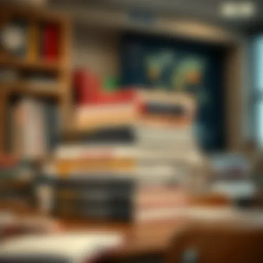 Essential Stock Investing Books Collection A collection of essential stock investing books stacked on a desk