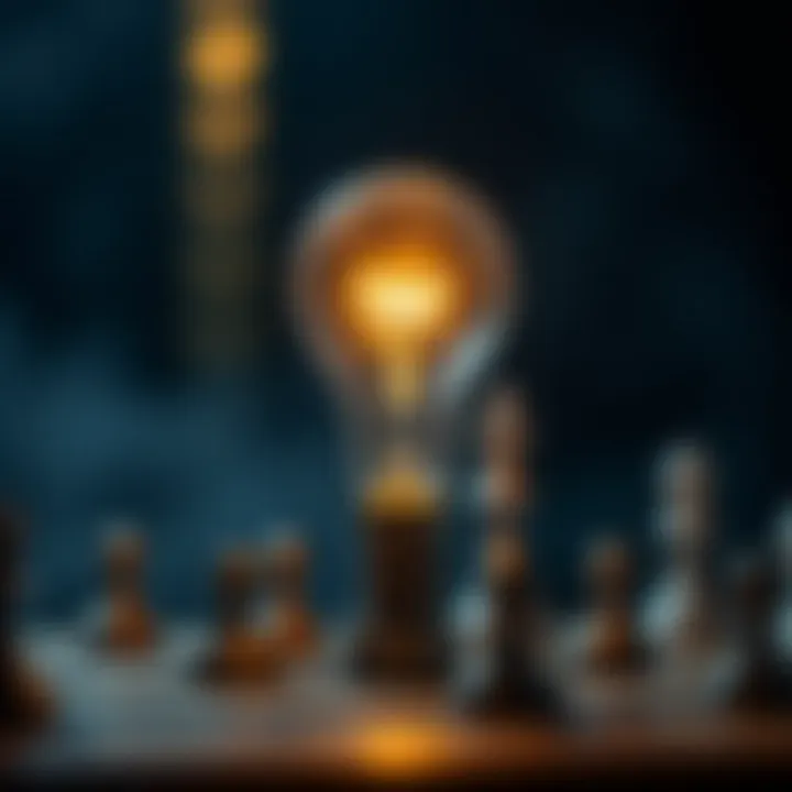 A light bulb glowing over a chessboard, representing strategic thinking and anticipation.