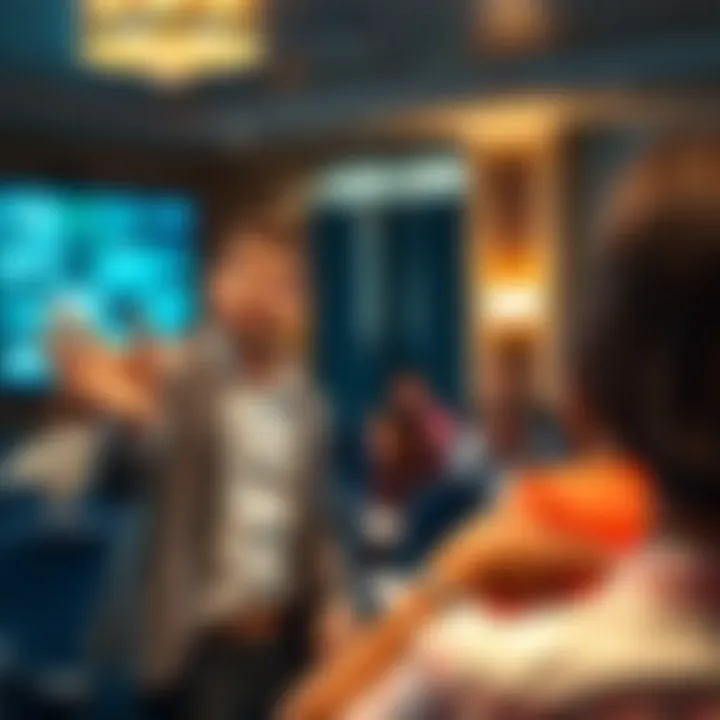 An entrepreneur presenting a business idea at a conference