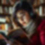 A person immersed in an audiobook experience