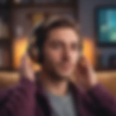 A person enjoying an audiobook with headphones