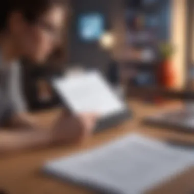 Analyzing Audiobook Benefits A person analyzing audiobook benefits on a notepad
