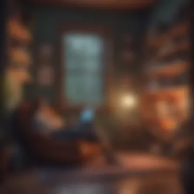 Cozy Listening Environment A cozy reading nook with a device playing an audiobook