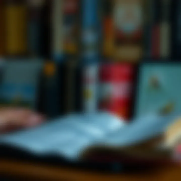 Variety of Literature at Your Fingertips Diverse collection of e-books on a screen