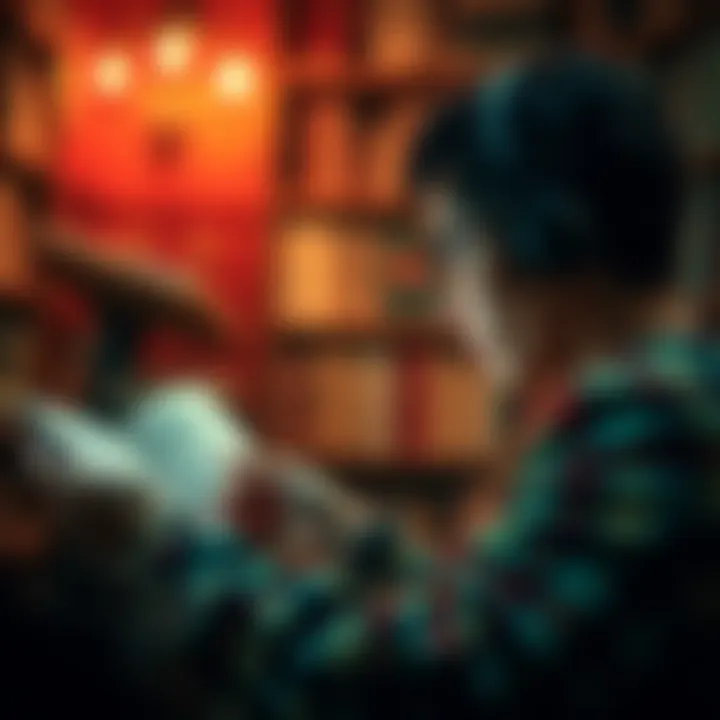 Engaging with E-Books User exploring a book app on a tablet