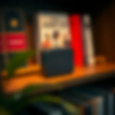 Smart Speaker for Audiobook Playback A high-quality smart speaker on a shelf