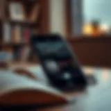 A sleek smartphone displaying an audiobook app