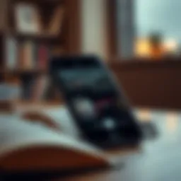 A sleek smartphone displaying an audiobook app