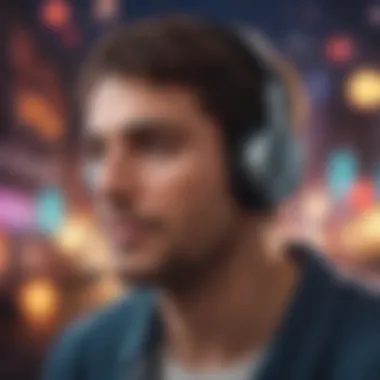 Immersive Audiobook Experience A person engrossed in an audiobook with headphones on