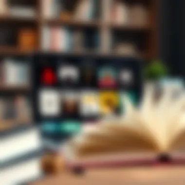 An open laptop displaying various audiobook platforms