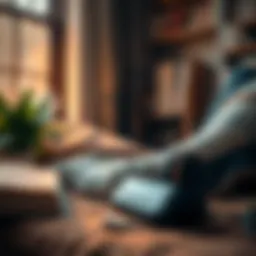 A cozy reading nook with headphones and an audiobook device