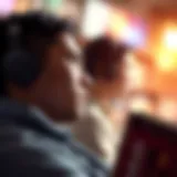 A person immersed in listening to an audiobook with headphones on.