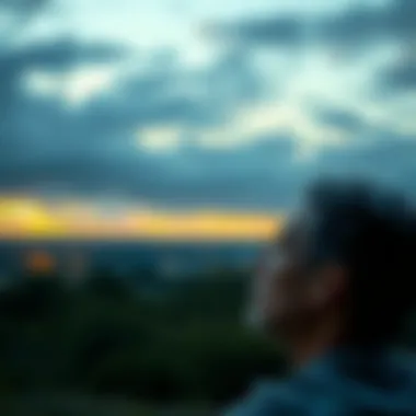 Pondering Existence A thoughtful individual gazing at a horizon, pondering existence