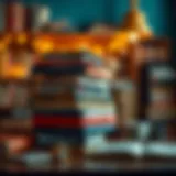 Books stacked on a table symbolizing knowledge and self-improvement