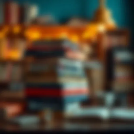 Books stacked on a table symbolizing knowledge and self-improvement