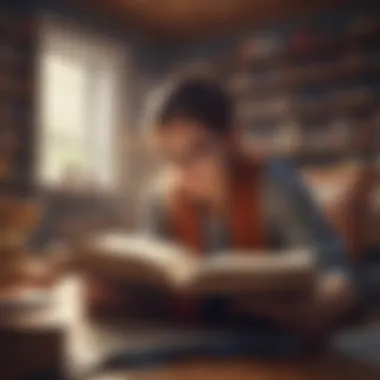 Transformation Through Reading A reader immersed in a book, illustrating the transformative power of literature