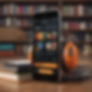 A smartphone displaying stored audiobooks ready for offline listening.
