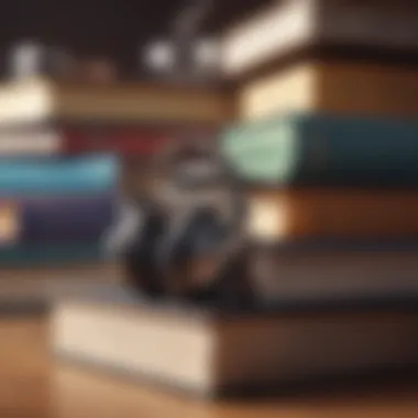 Earphones placed on a stack of books representing effective listening