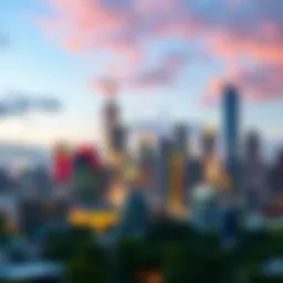 A vibrant city skyline representing business opportunities